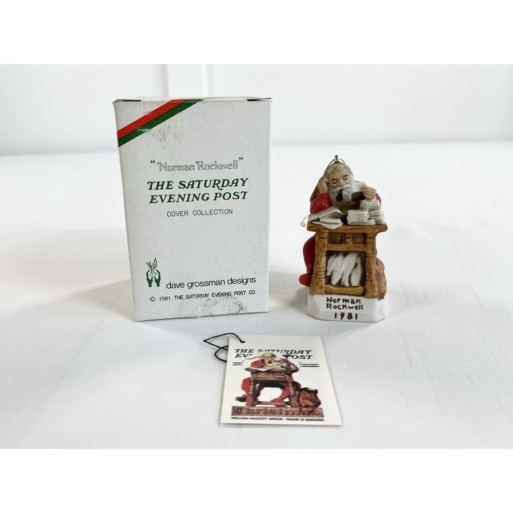 Vintage 1981 Norman Rockwell Letters To Santa Christmas Ornament Grossman Box